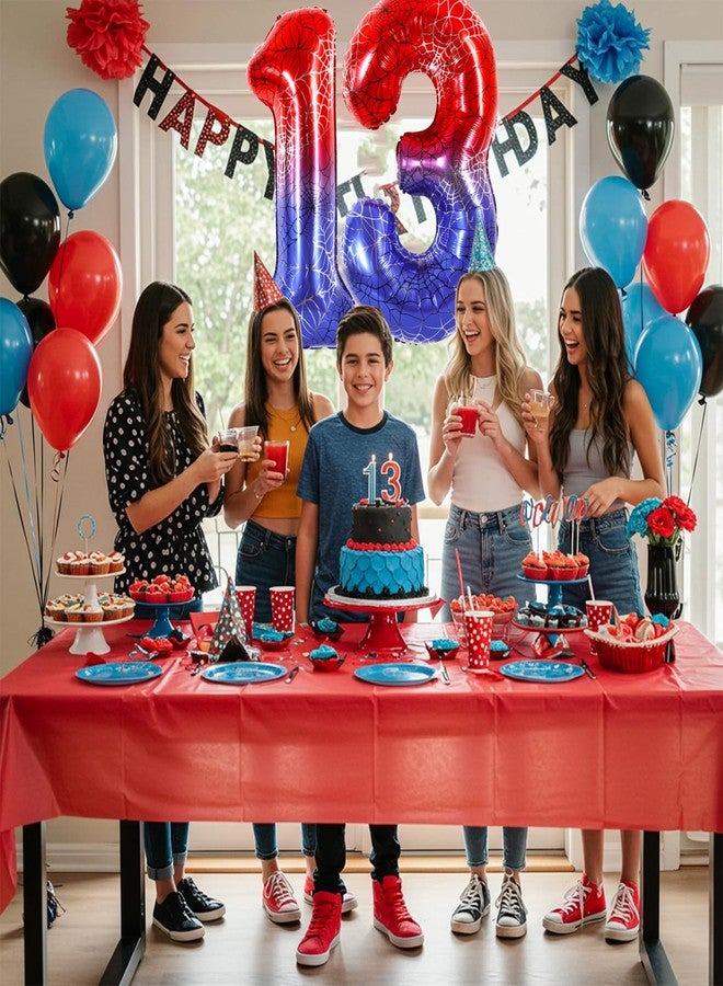 Vuzvuv 40 Inch Spider Theme Number Balloon No.3, Red Blue Foil Number Balloon for Birthday, Theme Party Supplies, Baby Shower,Anniversary Decoration - Image 4
