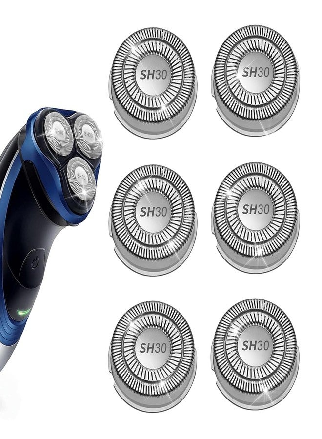 مجموعة من 6 رؤوس بديلة SH30 متوافقة مع سلسلة Philips Norelco 3000/2000/1000، شفرات مزدوجة بديلة SH30 مطورة جديدة لرؤوس Norelco 1000 البديلة. - Image 1