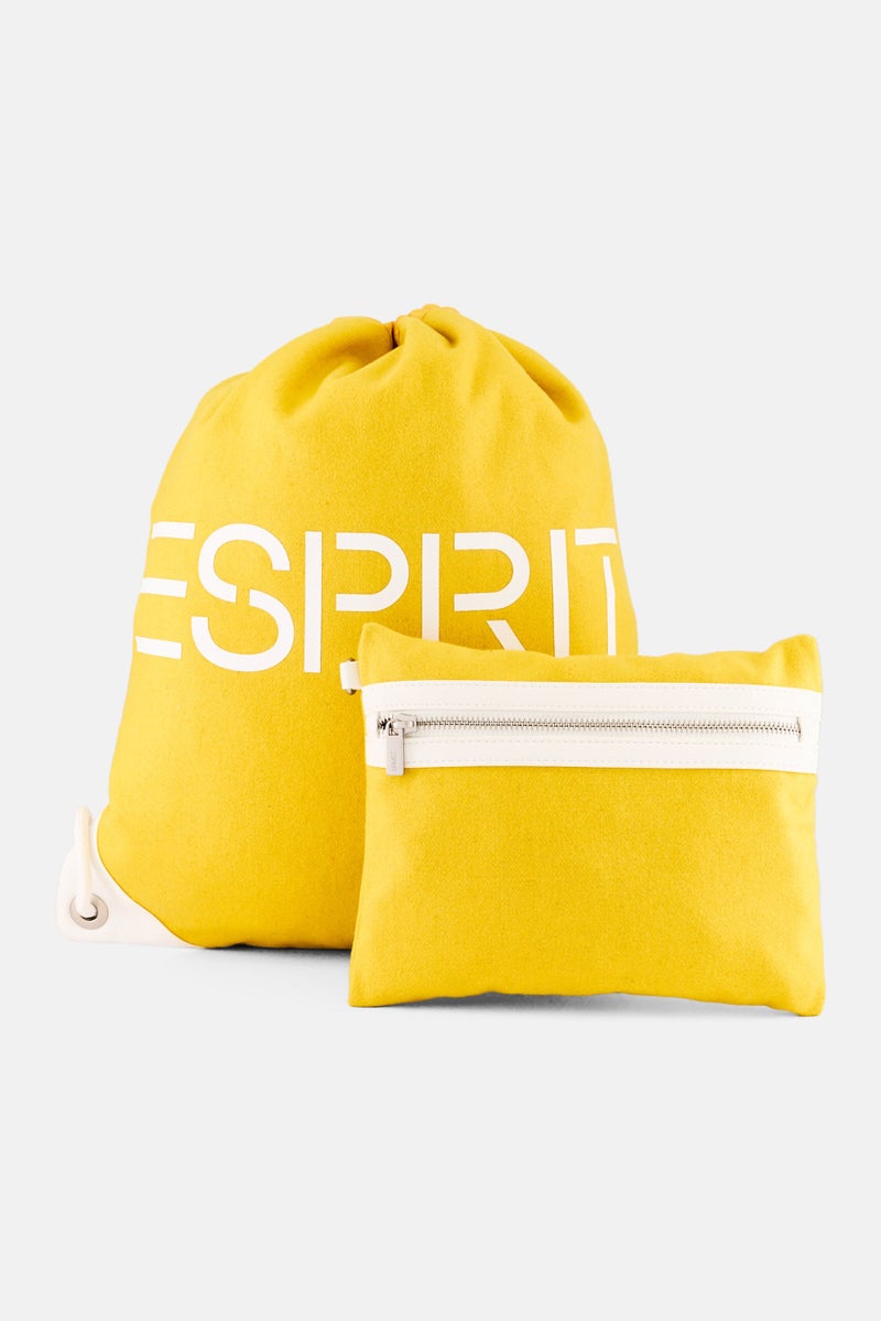 ESPRIT حقيبة ظهر بسحاب للنساء بشعار العلامة التجارية 46 سم ارتفاع x 37 سم عرض x 2 سم عمق، أصفر - Image 1