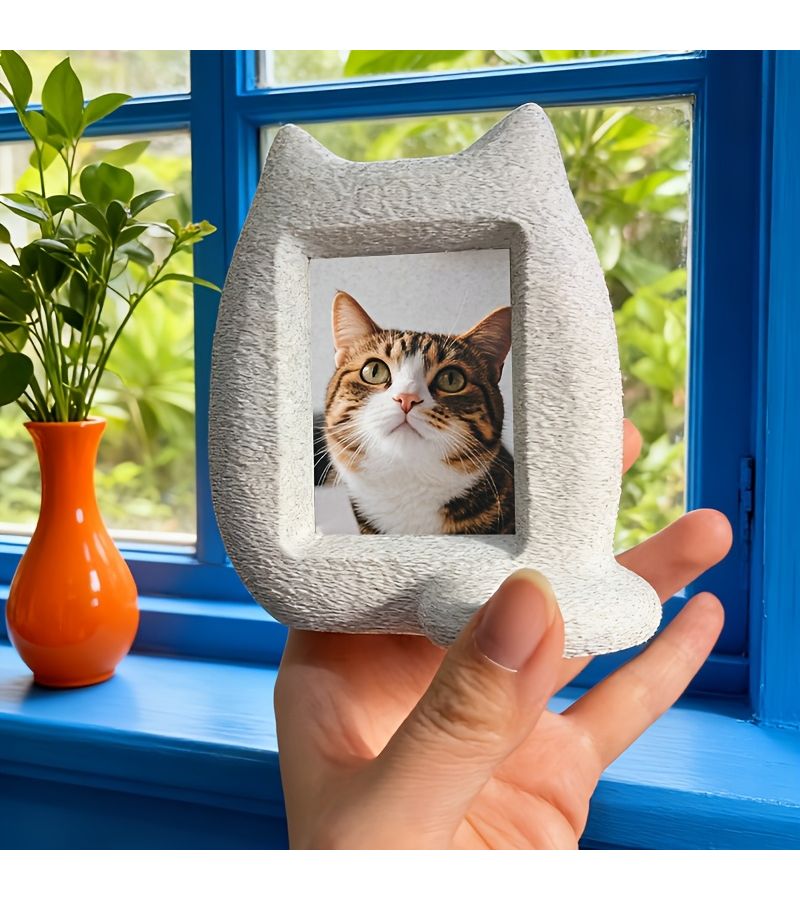Pink 3D Printed Cat Photo Frame Keepsake Display Stand Creative Gift For Valentine Mothers Day - Image 3