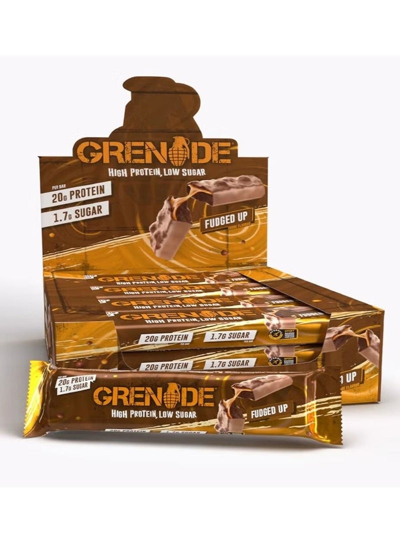 Grenade High Protein Bar Low Sugar – Fudged Up Flavor, Box of 12 - Image 1