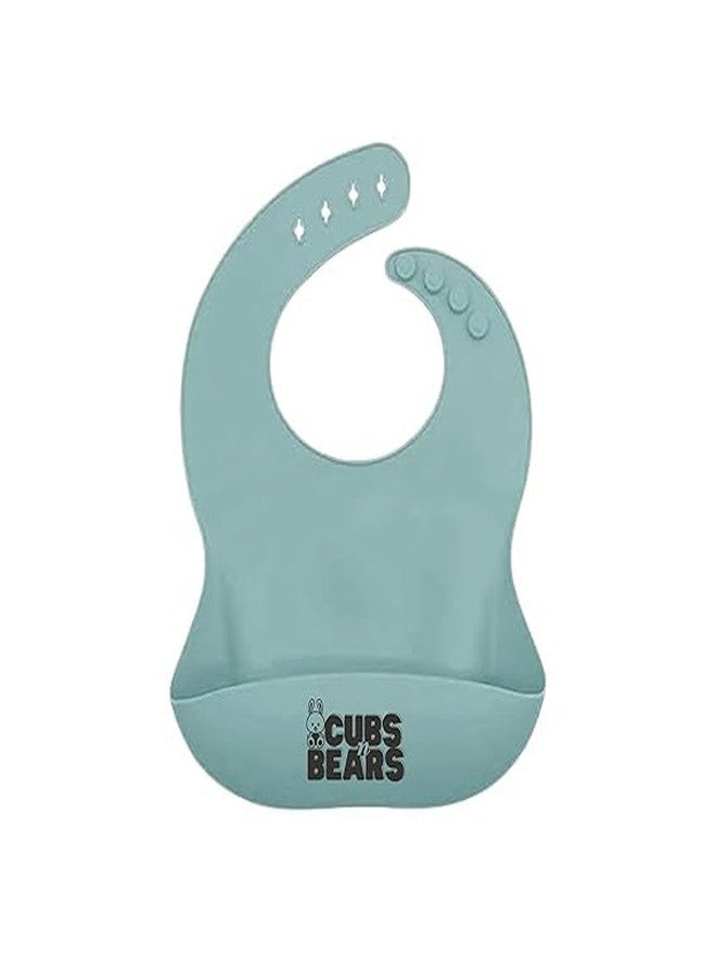 CUBS N BEARS جيب تغذية ناعم قابل للتعديل للأطفال من كابس آند بيرز (مريلة سيليكون - أزرق سماوي) | خالٍ من مادة BPA، ناعم وقابل للتعديل | مقاوم للماء، ضروري للتغذية | جيب لجمع الطعام للأطفال الصغار - Image 1