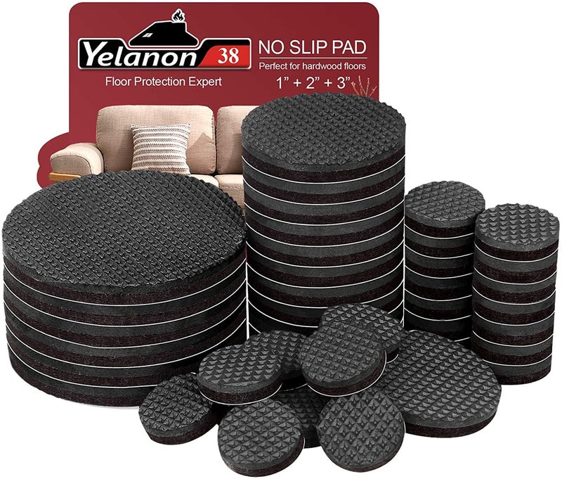 Yelanon Non Slip Furniture Pads -38 pcs(1+2+3)" Furniture Grippers Hardwood Floors, Non Skid for Furniture Legs,Self Adhesive Rubber Feet, Anti Slide Furniture Protector for Keep Couch Stoppers - Image 1