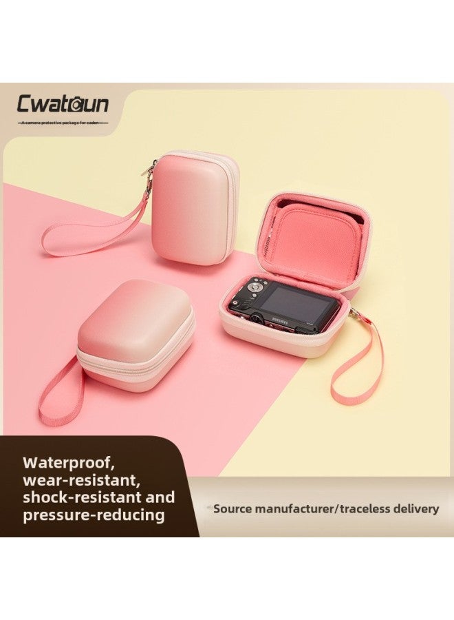 Cwatcun Hong Kong Ccd Storage Bag Mini Portable Small Micro Single Digital Camera Bag Pu Waterproof Hard Case Box-Color:H45 Gradient Powder (ccd + Compact And Convenient + Sturdy Hard Shell + Shockproof And Pressure-resistant)  - Image 2