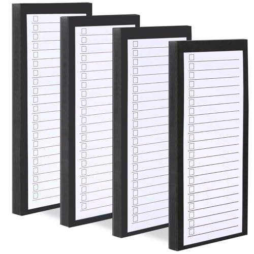 FLIPPED 4 Pack Magnetic Notepads for Refrigerator,Grocery List Large Magnet Pad for Fridge,Full Magnet Back Design Magnetic Memo Pads for Grocery List, Shopping List, To-Do List (Black, 4 Pack×50 Sheets) - Image 1