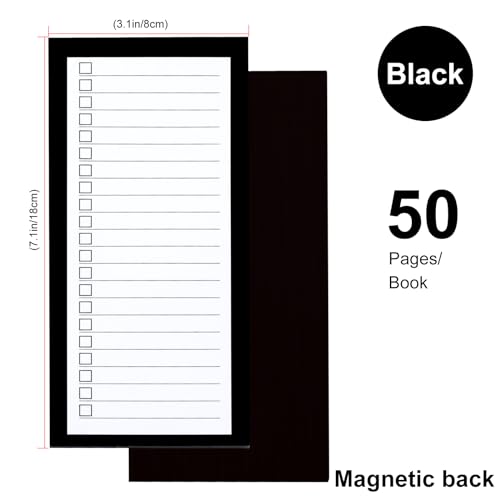 FLIPPED 4 Pack Magnetic Notepads for Refrigerator,Grocery List Large Magnet Pad for Fridge,Full Magnet Back Design Magnetic Memo Pads for Grocery List, Shopping List, To-Do List (Black, 4 Pack×50 Sheets) - Image 3