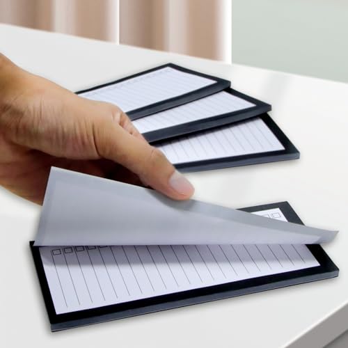 FLIPPED 4 Pack Magnetic Notepads for Refrigerator,Grocery List Large Magnet Pad for Fridge,Full Magnet Back Design Magnetic Memo Pads for Grocery List, Shopping List, To-Do List (Black, 4 Pack×50 Sheets) - Image 4