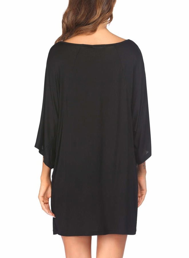 Ekouaer Women's Sleepshirt Deep V Neck Nightgown Batwing Nightshirt Oversized Sleepwear S-4XL, Red Lip, XL - Image 4