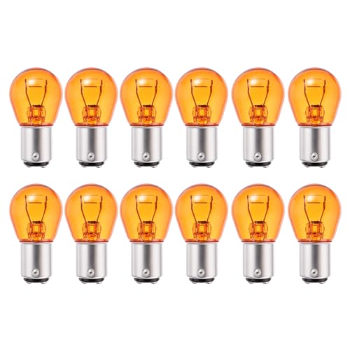 Kadiby 12 Pack 1157NA Light Bulb 1157A Bulbs, 1157 2357NA 2057NA 7528NA PY21/5W Amber Orange Yellow Brake/Parking/Turn Signal Light Bulbs Auto Long Life Trailer Lights Bulbs. - Image 1