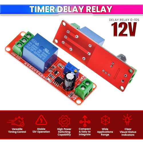 amiciSmart NE555 Timer Switch Module 5V DC Adjustable Delay Relay Board (0 to 10 Seconds) with Potentiometer, Power & Status LEDs - High-Power Time Delay Relay for DIY Automation - Image 2