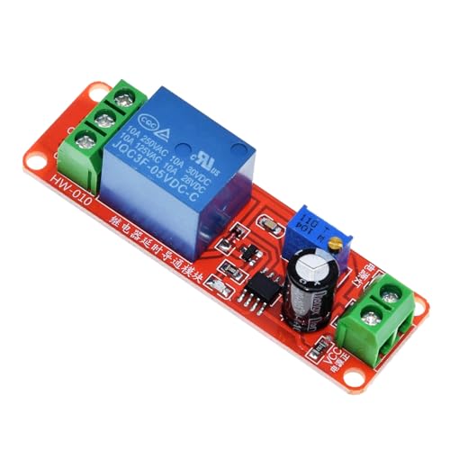 amiciSmart NE555 Timer Switch Module 5V DC Adjustable Delay Relay Board (0 to 10 Seconds) with Potentiometer, Power & Status LEDs - High-Power Time Delay Relay for DIY Automation - Image 1