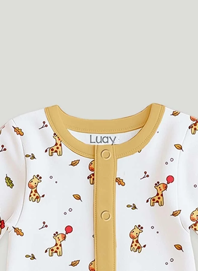 Luay  100% Cotton Full Sleeves Giraffe Printed Baby Romper,Bodysuit Jumpsuit for Baby Girls & Baby Boy for Men | Best Price UAE