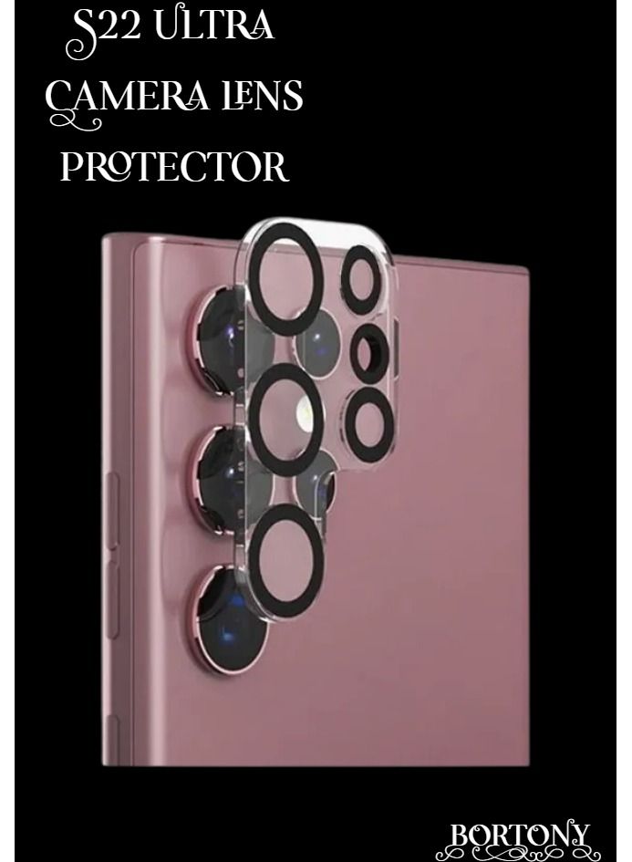 BORTONY Pack Of 2 Scratch-Resistant Ultra-Thin Tempered Glass Camera Lens Protector Compatible with Samsung Galaxy S22 Ultra (2022) - Image 2