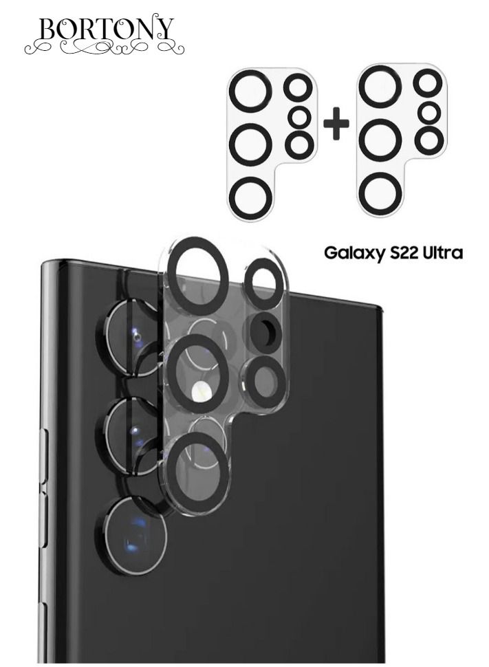 BORTONY Pack Of 2 Scratch-Resistant Ultra-Thin Tempered Glass Camera Lens Protector Compatible with Samsung Galaxy S22 Ultra (2022) - Image 1