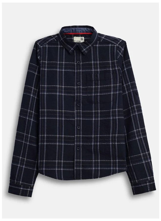 Bonkids BONKIDS Boys Spread Collar Tartan Checked Cotton Casual Shirt