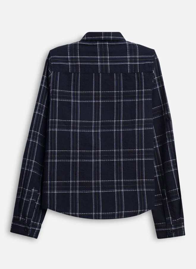 Bonkids BONKIDS Boys Spread Collar Tartan Checked Cotton Casual Shirt