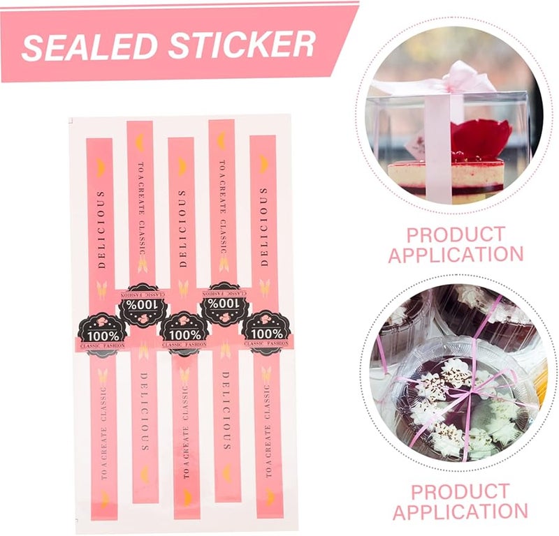 Mikinona 50 Pcs Pink Black Self Adhesive Baking Stickers Creative Pattern Party Supplies - Image 3
