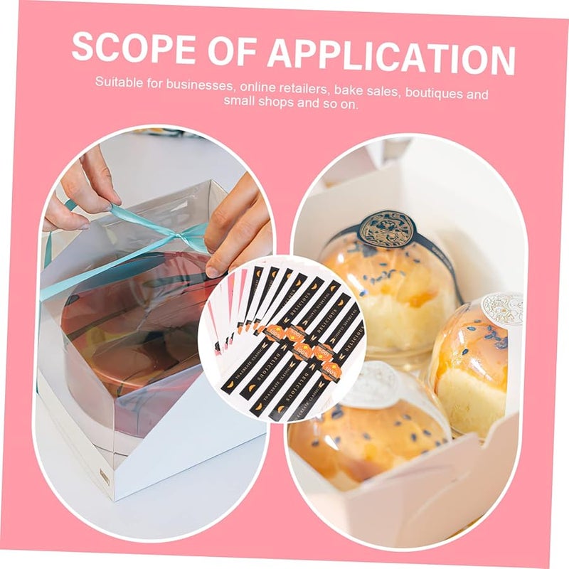 Mikinona 50 Pcs Pink Black Self Adhesive Baking Stickers Creative Pattern Party Supplies - Image 4