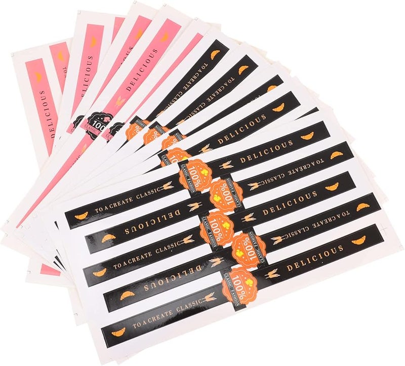 Mikinona 50 Pcs Pink Black Self Adhesive Baking Stickers Creative Pattern Party Supplies - Image 1