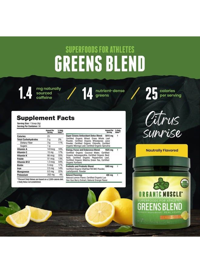 Organic Muscle Super Greens Powder Organic Superfood Powder with Probiotics, Spirulina, Chlorella, and Matcha| Non-GMO, 30 Servings - Image 4