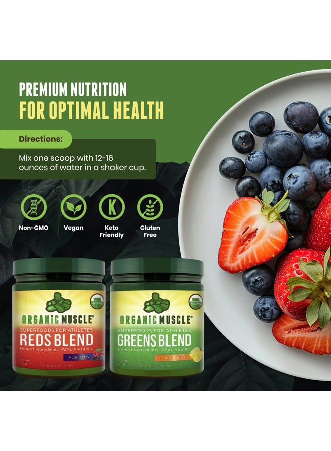 Organic Muscle Super Greens Powder Organic Superfood Powder with Probiotics, Spirulina, Chlorella, and Matcha| Non-GMO, 30 Servings - Image 3