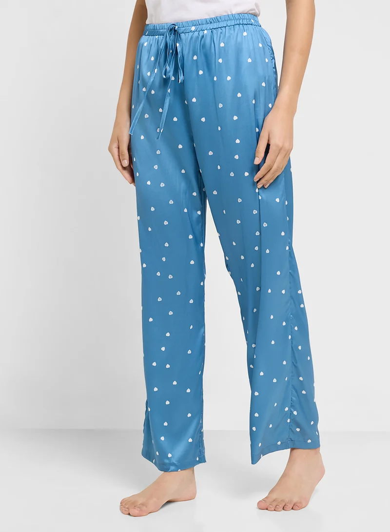 Ginger Satin Printed Button Down Pyjama Set