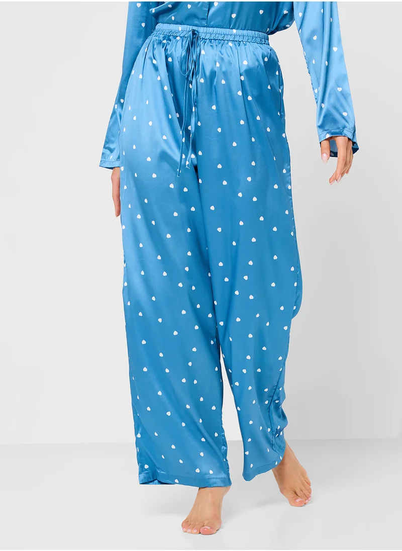 جينجر Satin Printed Button Down Pyjama Set
