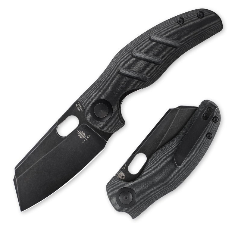 Kizer C01C Sheepdog Pocket Knife 331 154CM Blade EDC Camping Folding Knife with Black Micarta Handle Small Survival Knives for Men Women Hunting Knives with Liner Lock  Thumb Hole V4488C1
