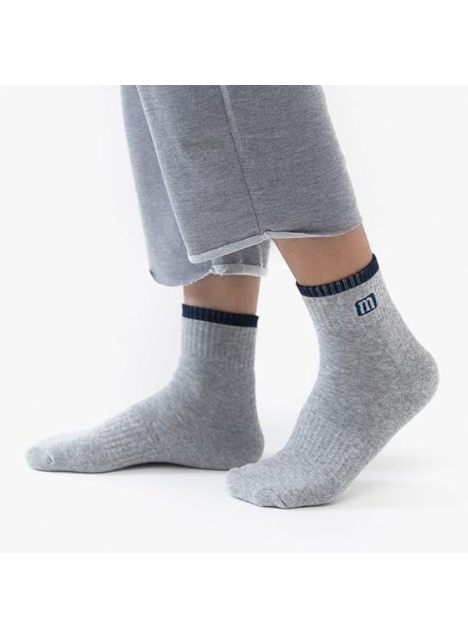 3-Pack Unisex Classic Cotton Crew Socks – Black, Grey, White | Everyday Athletic & Casual Socks for Men & Women - Image 2