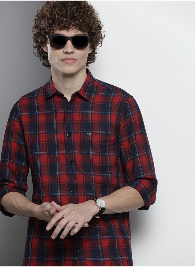 The Indian Garage Co Men Slim Fit Checkered Full Sleeves Spread Collar Casual Shirt  - Image 1