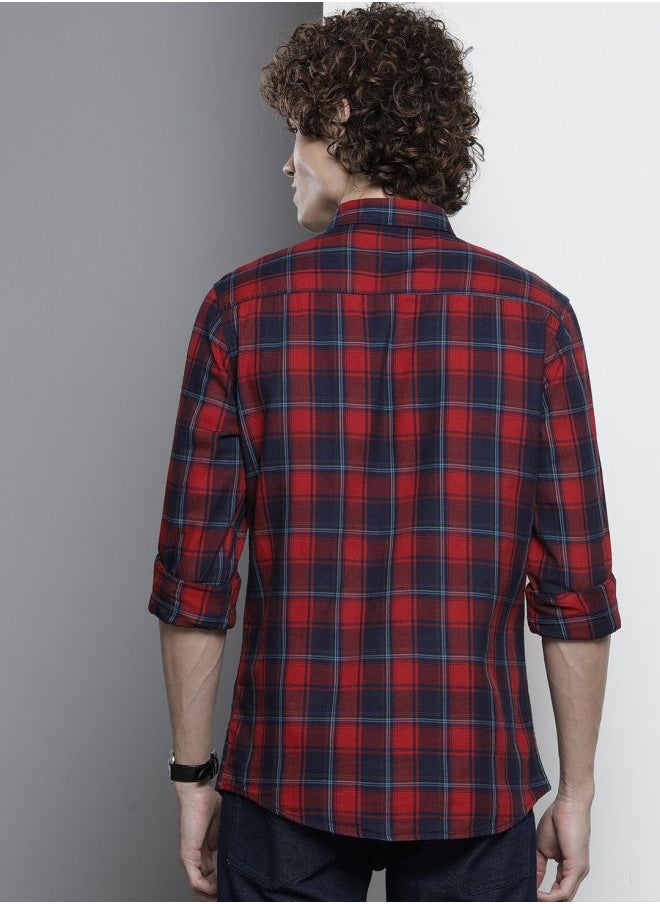 The Indian Garage Co Men Slim Fit Checkered Full Sleeves Spread Collar Casual Shirt  - Image 2