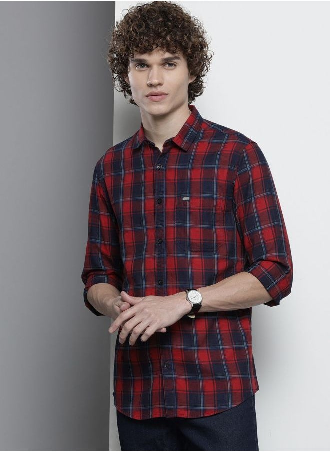 The Indian Garage Co Men Slim Fit Checkered Full Sleeves Spread Collar Casual Shirt  - Image 3