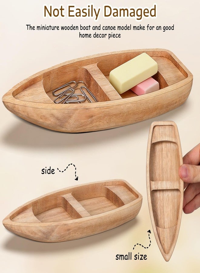SHINEOFI Classic Wooden Boat Model Small Unfinished Wooden Canoe Mini Boat Figurine for DIY Craft Home Decor Nautical Party Decorations - Image 2