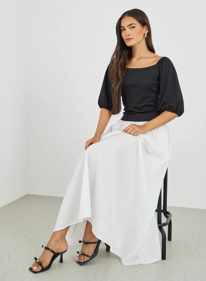 Styli Styli Color Block Balloon Sleeveless A-Line Maxi Dress