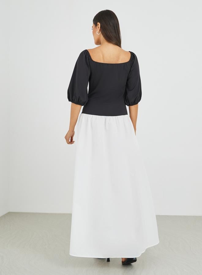 Styli Color Block Balloon Sleeveless A-Line Maxi Dress - Image 5