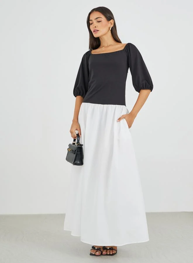 Styli Styli Color Block Balloon Sleeveless A-Line Maxi Dress