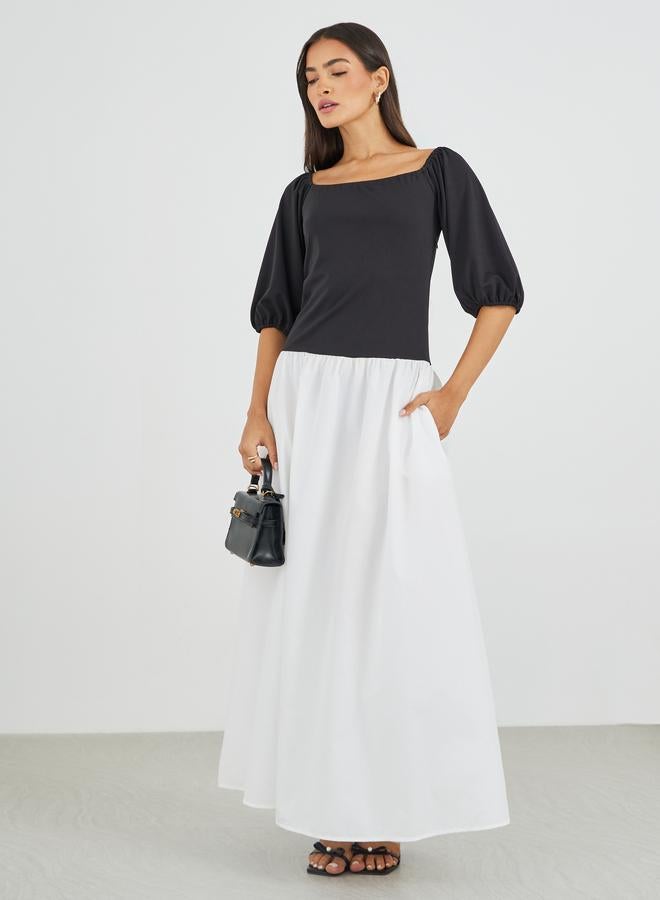 Styli Color Block Balloon Sleeveless A-Line Maxi Dress - Image 2