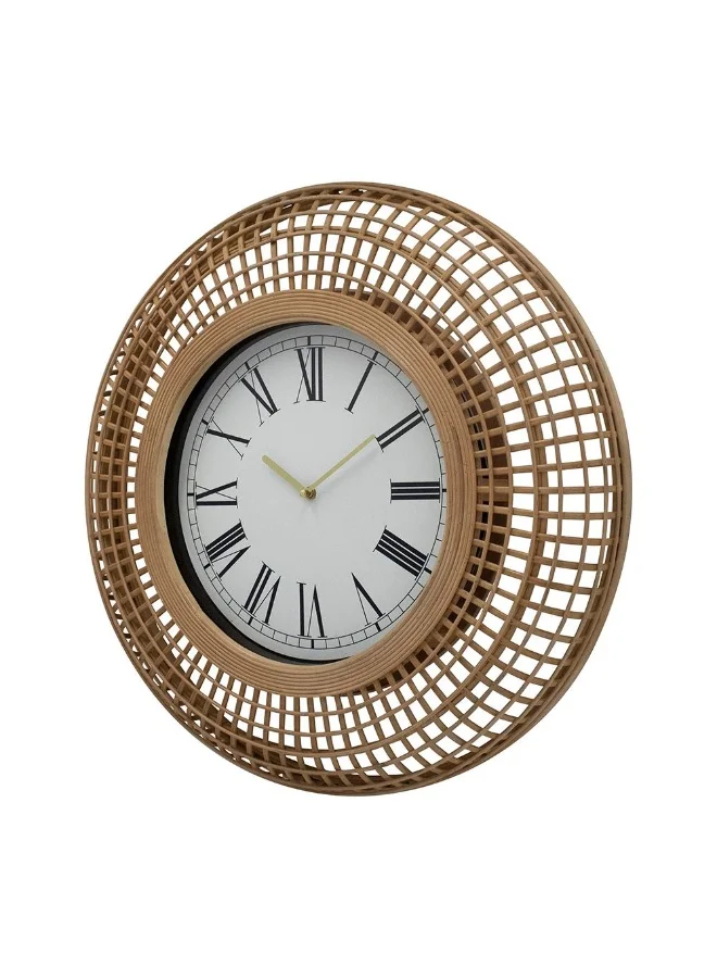 DANUBE HOME Danube Home Sansa Rattan Roman Wall Clock - Yellow 60X10X60 Stylish Wall Decor Iron & Paper Design Perfect For Home Decor Unique Clocks For Living Room Decorative Home Accessories