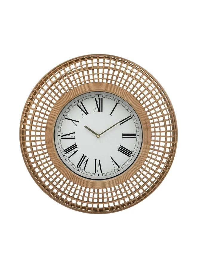 DANUBE HOME Danube Home Sansa Rattan Roman Wall Clock - Yellow 60X10X60 Stylish Wall Decor Iron & Paper Design Perfect For Home Decor Unique Clocks For Living Room Decorative Home Accessories