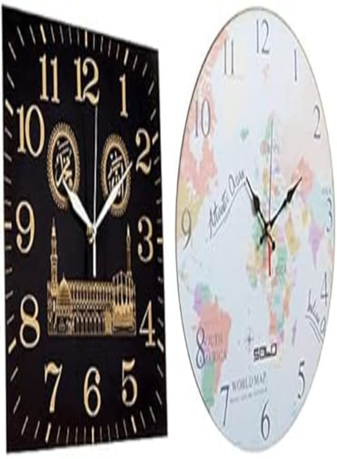 Bundle of wall clock mauve + Solo B268 Wooden Round Analog Wall Clock - 40 cm