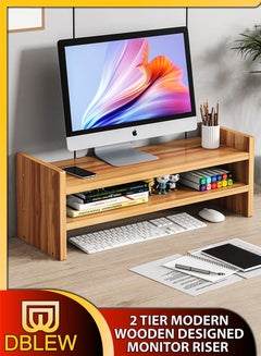 DBLEW Monitor Riser Stand Ergonomic 16cm Height Increase Stylish Wooden ...