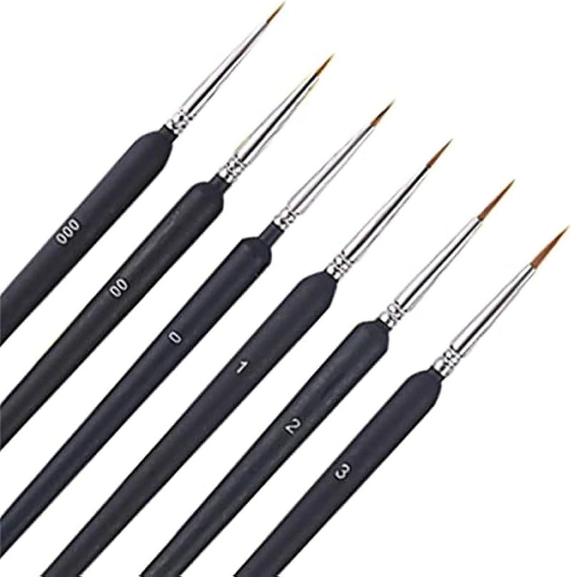 APURK Fine Tip Paint Brush Painting Brushes Set Professional Wolf Fine Tip Paint Brush Set with Nylon Hair Detail Detailing Painting Drawing (6PCS Set) - Image 1