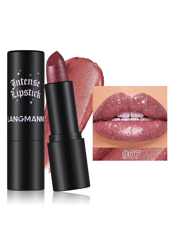 LANGMANNI Glitter Metallic Shimmer Lipstick Moisturizing Creamy Texture High Pigment Sparkling Party Daily Lip Makeup Cosmetic,4g‑#07 - Image 1