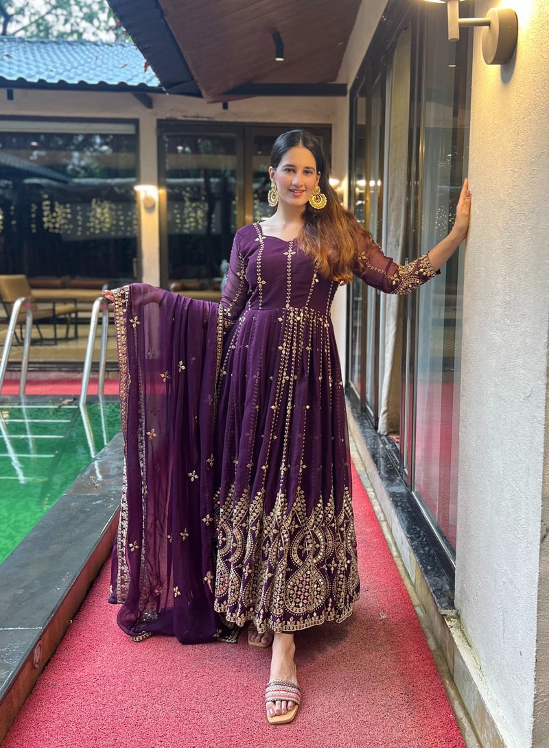 Presenting New Designer Anarkali Dress Suit in New Fancy Style fully Embroidery Work - Image 1