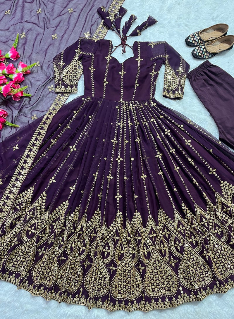 Presenting New Designer Anarkali Dress Suit in New Fancy Style fully Embroidery Work - Image 5