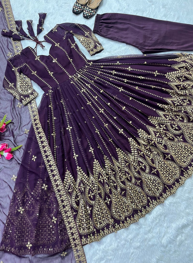 Presenting New Designer Anarkali Dress Suit in New Fancy Style fully Embroidery Work - Image 4