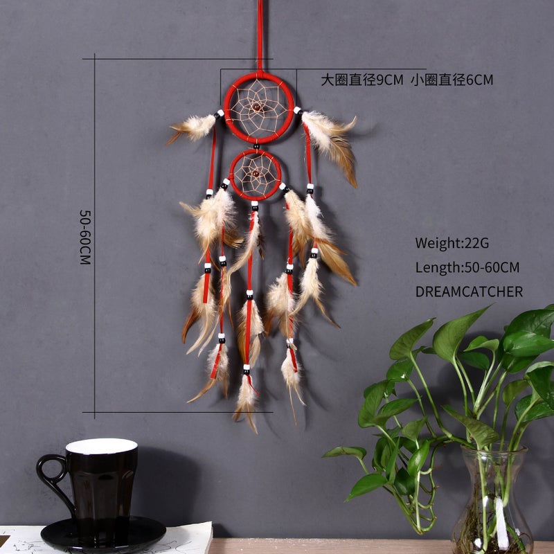 Spot Popular Indian Dream Catcher Hanging Ornaments Double Ring Home Wind Chime Wall Decoration Supply - Image 4