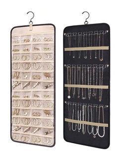 Hanging Jewelry Storage Roll with Metal Hooks, Double-Sided Jewelry Holder ，Jewelry Box， Jewellery Box，The organizer of necklaces, earrings and rings ,Hanging on Closet, Wall, Door, 1 piece, Large, Black - pzsku/ZD27B8C4DD9C359CD3362Z/45/_/1735128040/6f1f6998-7610-4afc-937d-b58b85a21d4d