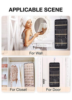 Hanging Jewelry Storage Roll with Metal Hooks, Double-Sided Jewelry Holder ，Jewelry Box， Jewellery Box，The organizer of necklaces, earrings and rings ,Hanging on Closet, Wall, Door, 1 piece, Large, Black - pzsku/ZD27B8C4DD9C359CD3362Z/45/_/1735128212/113daf05-0d95-40f0-a03f-e2af5fbd0c6d