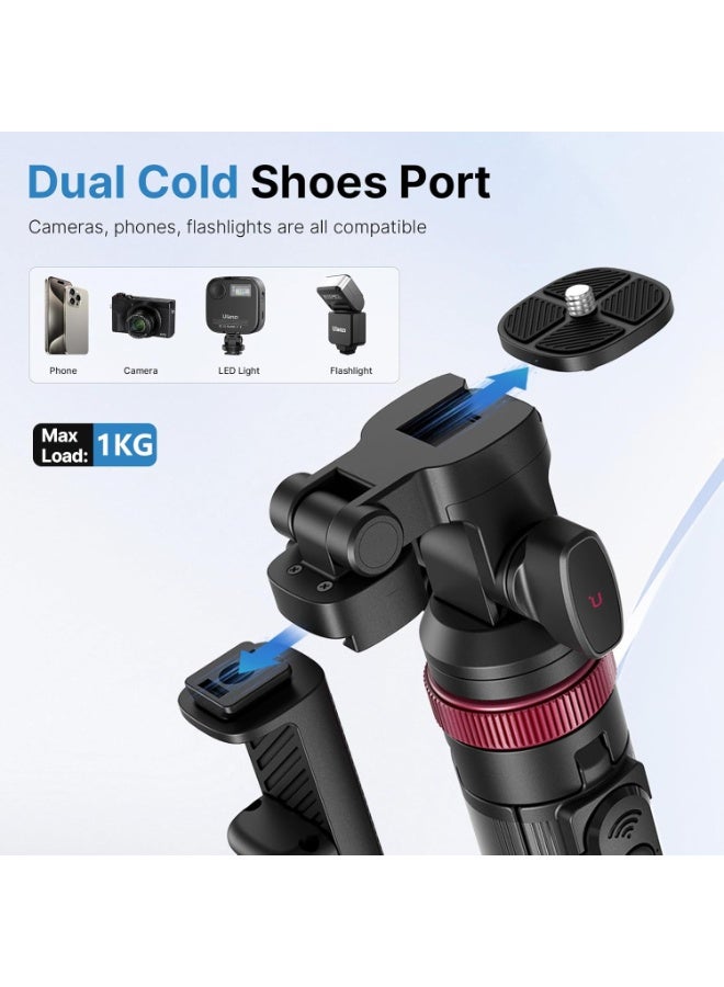 ULANZI MT-78 Extendable Phone Tripod, metal 72.83" Selfie Stick Camera Tripod Stand with 2 in 1 Phone Clip, 360° Ball Head Camera Tripod with cold shoe for iPhone 17 Sony Canon, Lightweight for Travel - Image 2